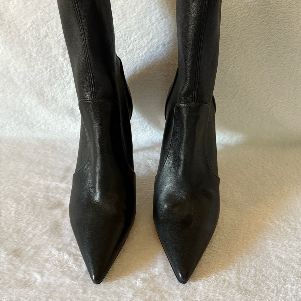 AUTHENTIC - Stuart Weitzman Black Heeled Boots with Pointed Toe